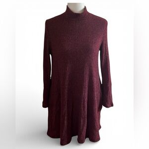 Sweater dress-maroon or crimson- Small. Ribbed soft and cozy.
